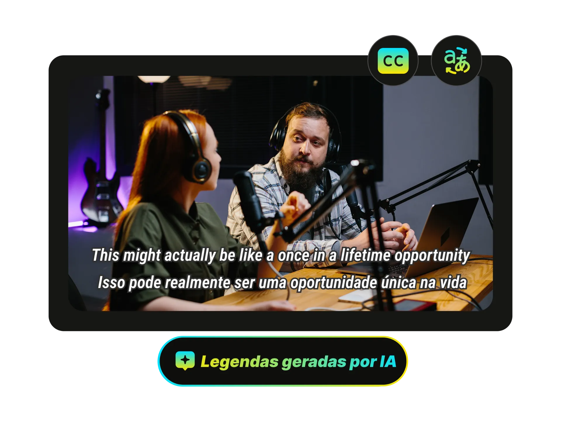 Vídeo de aula online com legendas claras e fáceis de ler na parte inferior